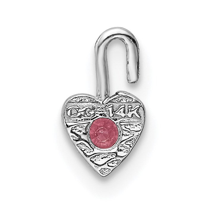14K Weißgold October Synthetisch Geburtsstein Herz Charm