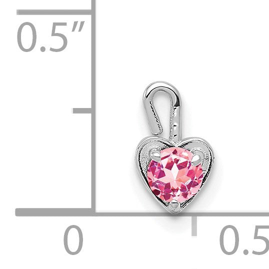 14K Weißgold October Synthetisch Geburtsstein Herz Charm