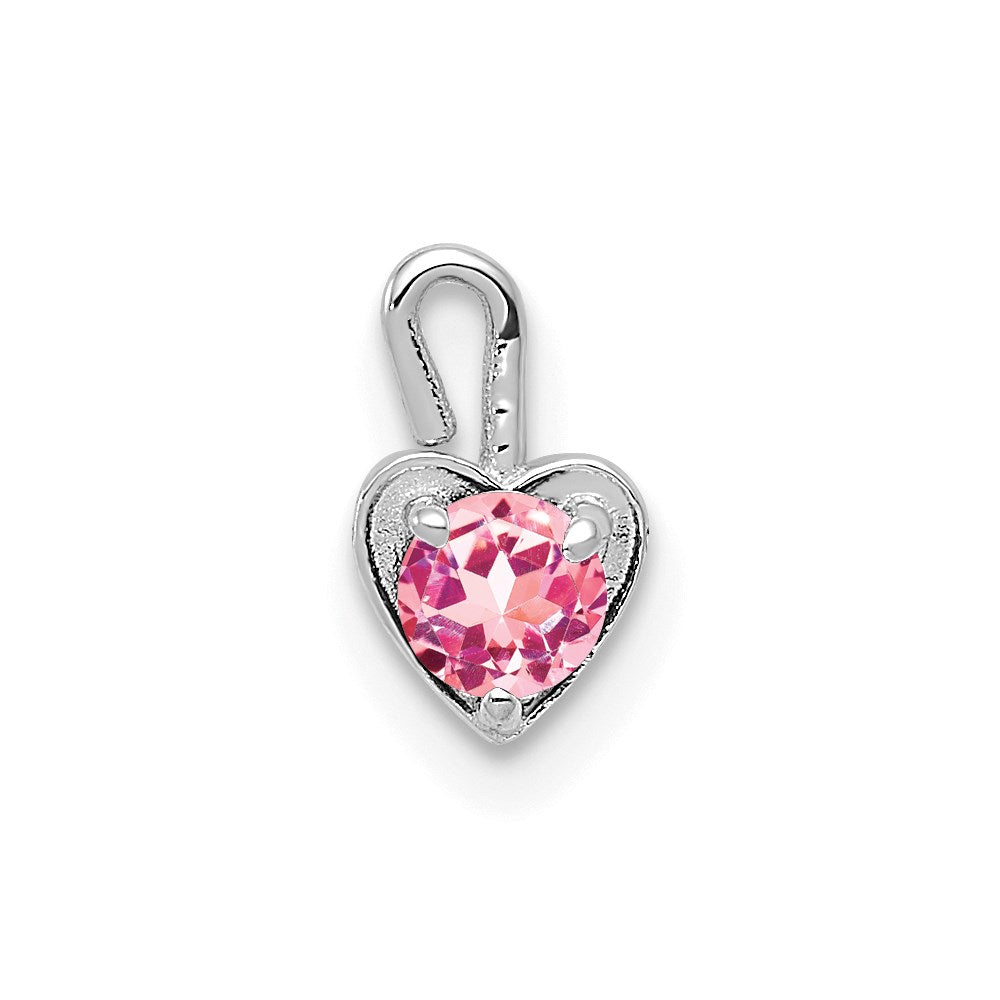 14K Weißgold October Synthetisch Geburtsstein Herz Charm