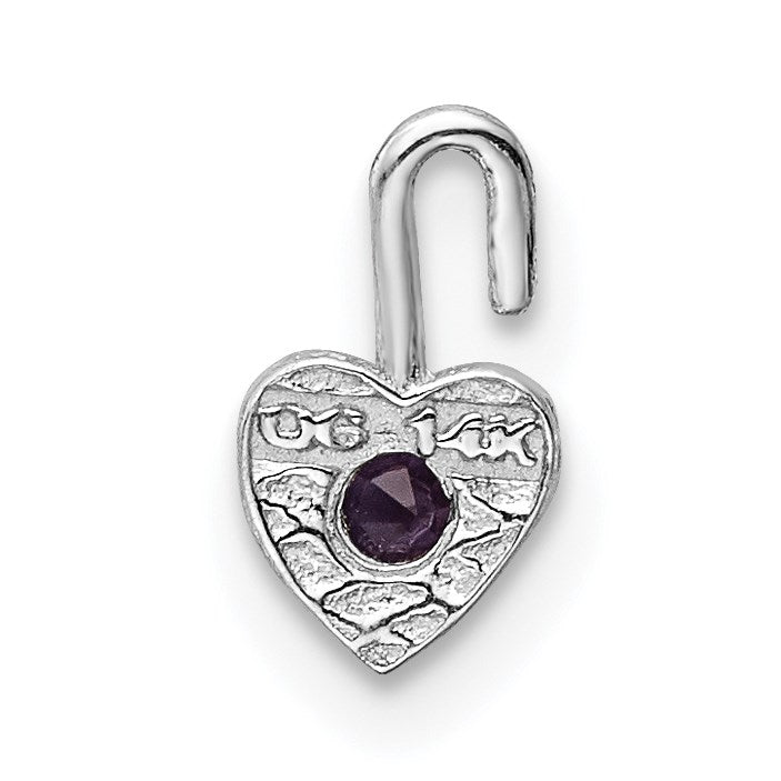 14K Weißgold June Synthetisch Geburtsstein Herz Charm