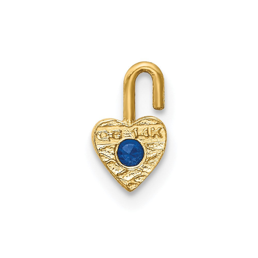 14K Gelbgold 14ky September Synthetisch Geburtsstein Herz Charm