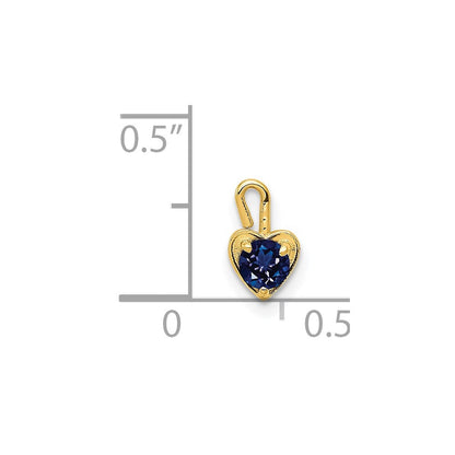 14K Gelbgold 14ky September Synthetisch Geburtsstein Herz Charm