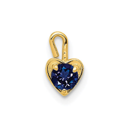 14K Gelbgold 14ky September Synthetisch Geburtsstein Herz Charm