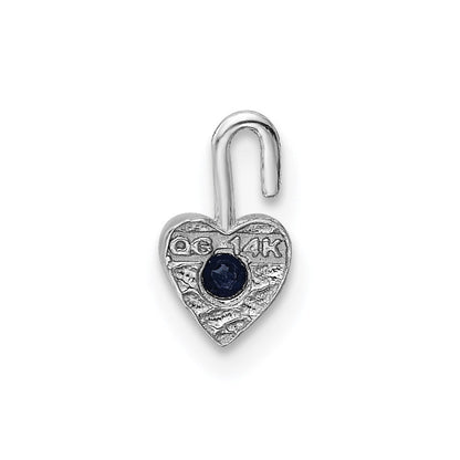 14K Weißgold September Synthetisch Geburtsstein Herz Charm
