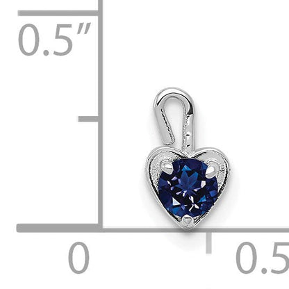 14K Weißgold September Synthetisch Geburtsstein Herz Charm
