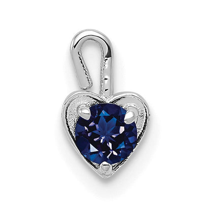 14K Weißgold September Synthetisch Geburtsstein Herz Charm