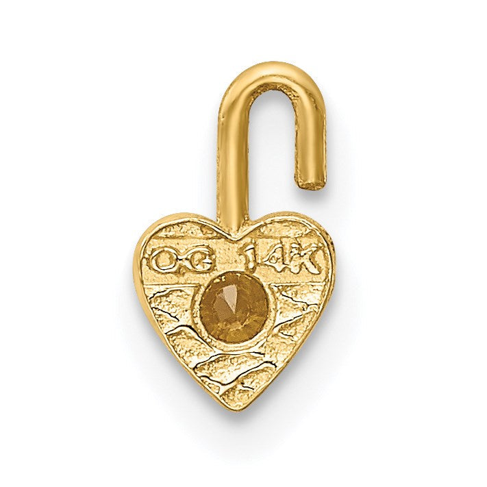 14K Gelbgold 14ky November Synthetisch Geburtsstein Herz Charm
