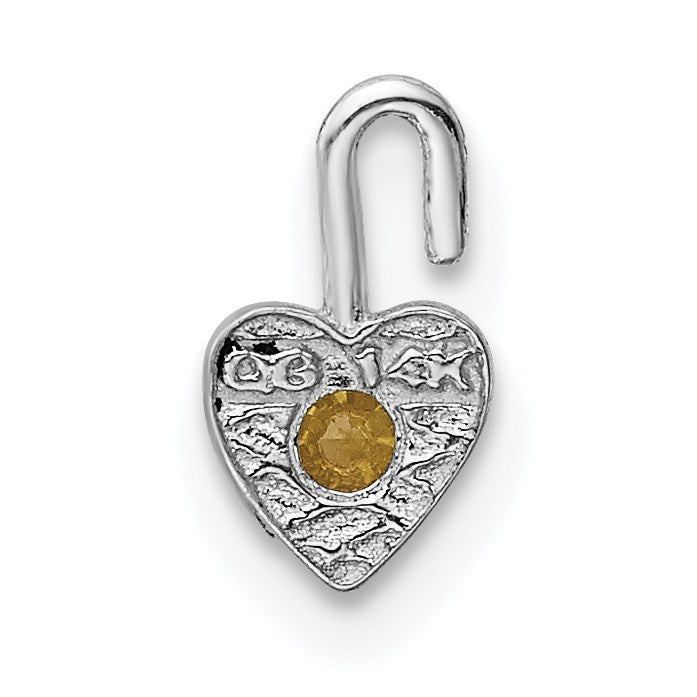 14K Weißgold November Synthetisch Geburtsstein Herz Charm