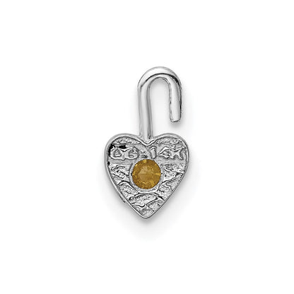 14K Weißgold November Synthetisch Geburtsstein Herz Charm