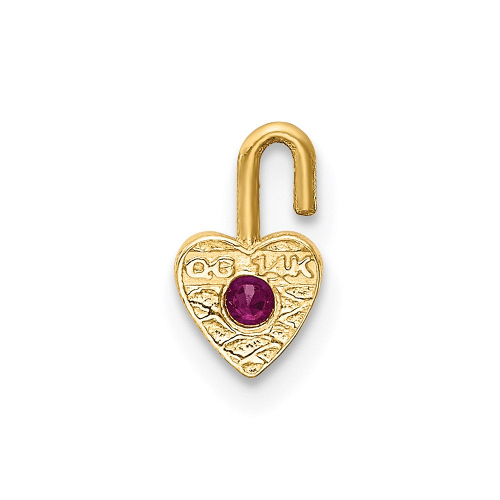 14K Gelbgold 14ky July Synthetisch Geburtsstein Herz Charm