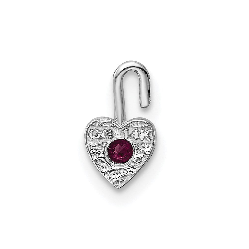 14K Weißgold July Synthetisch Geburtsstein Herz Charm