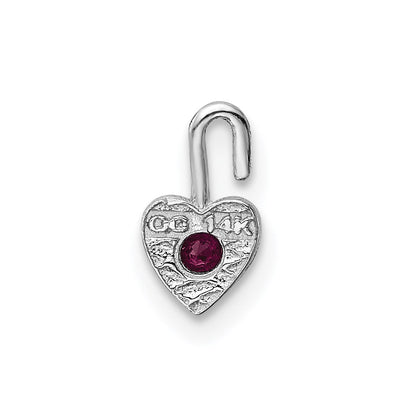 14K Weißgold July Synthetisch Geburtsstein Herz Charm