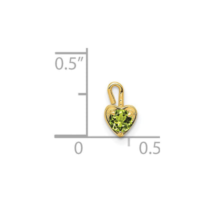 14K Gelbgold 14ky August Synthetisch Geburtsstein Herz Charm
