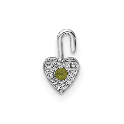 14K Weißgold August Synthetisch Geburtsstein Herz Charm