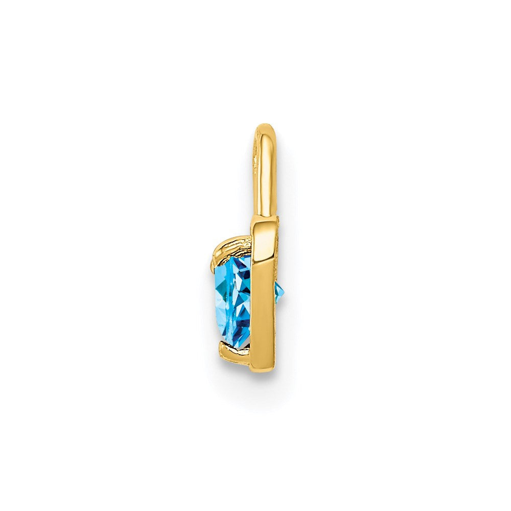 14K Gelbgold 14ky December Synthetisch Geburtsstein Herz Charm