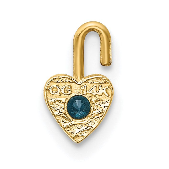 14K Gelbgold 14ky December Synthetisch Geburtsstein Herz Charm