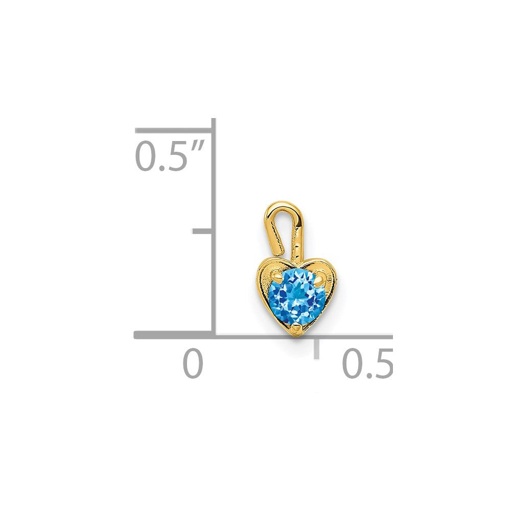 14K Gelbgold 14ky December Synthetisch Geburtsstein Herz Charm