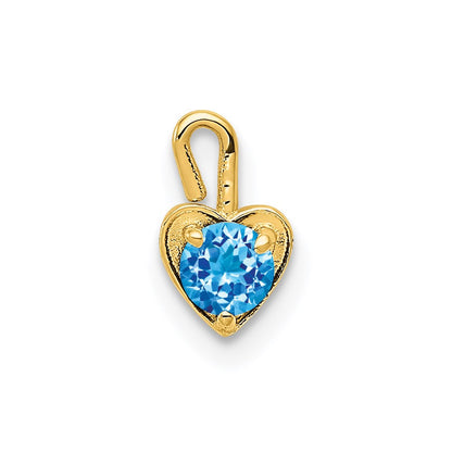 14K Gelbgold 14ky December Synthetisch Geburtsstein Herz Charm