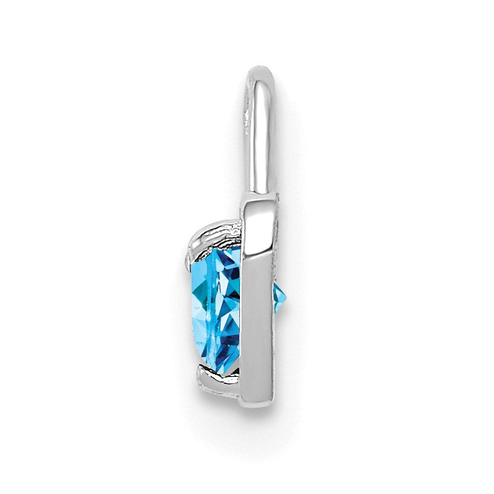 14K Weißgold December Synthetisch Geburtsstein Herz Charm