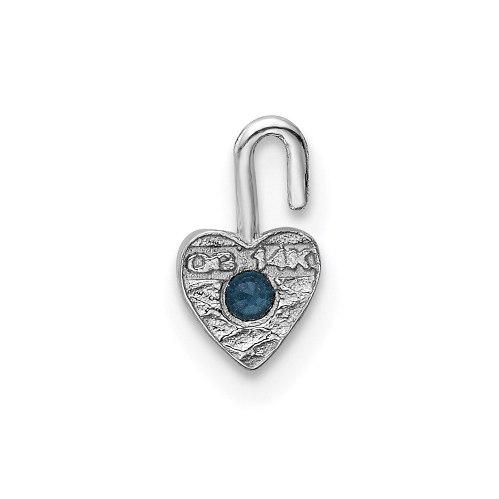 14K Weißgold December Synthetisch Geburtsstein Herz Charm