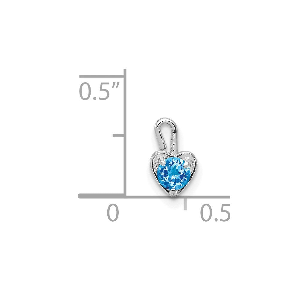 14K Weißgold December Synthetisch Geburtsstein Herz Charm