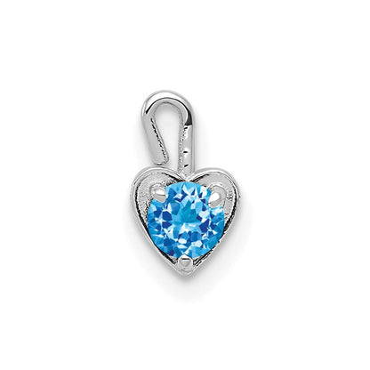 14K Weißgold December Synthetisch Geburtsstein Herz Charm