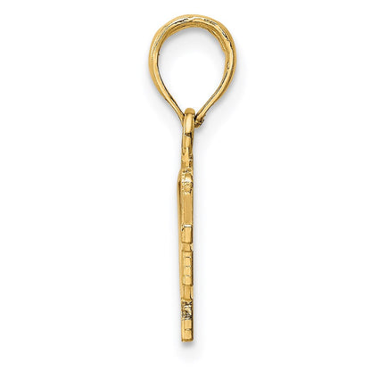 14K Gelbgold Abschlusskappe-Charm