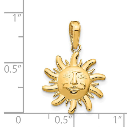 14K Gelbgold Poliert Klein Sonne Charm
