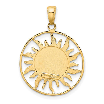 14K Gelbgold Charm „Sonne mit Mond und Sternen“, diamantiert