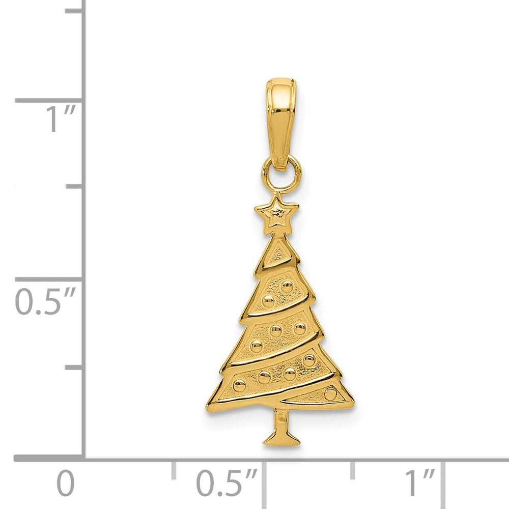 14K Gelbgold Poliert Weihnachten Baum Anhänger