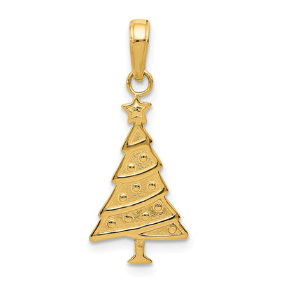 14K Gelbgold Poliert Weihnachten Baum Anhänger