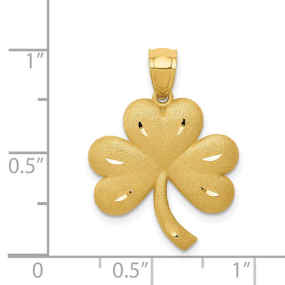 14 Karat Gelbgold Kleeblatt-Anhänger, gebürstet und diamantgeschliffen