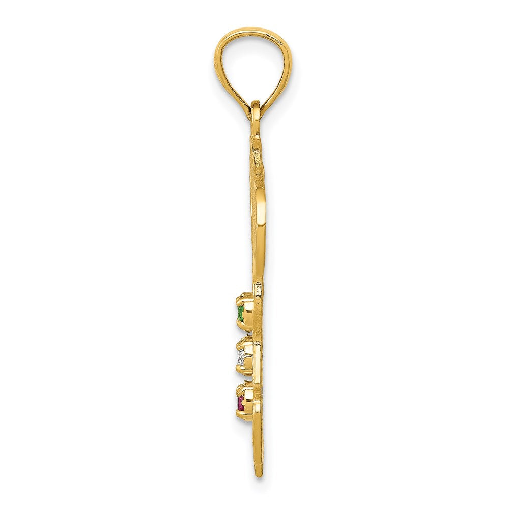 14K Gelbgold 14K Italy mit Smaragd, Rubin und Zirkonia Steine Charm