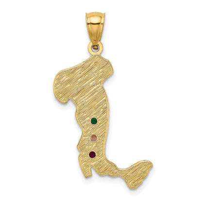 14K Gelbgold 14K Italy mit Smaragd, Rubin und Zirkonia Steine Charm