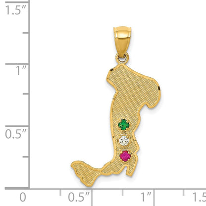 14K Gelbgold 14K Italy mit Smaragd, Rubin und Zirkonia Steine Charm
