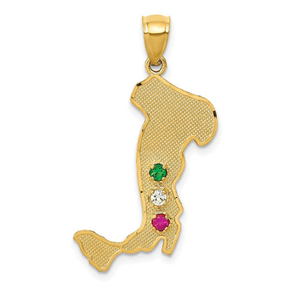 14K Gelbgold 14K Italy mit Smaragd, Rubin und Zirkonia Steine Charm