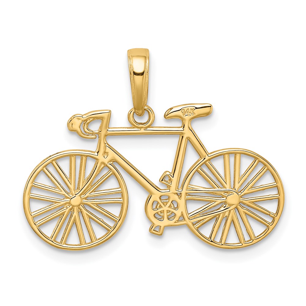 14K Gelbgold Poliert Bicycle Charm