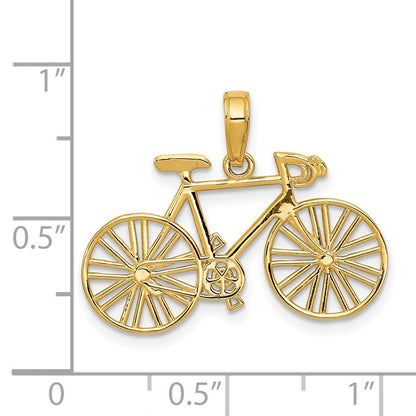 14K Gelbgold Poliert Bicycle Charm