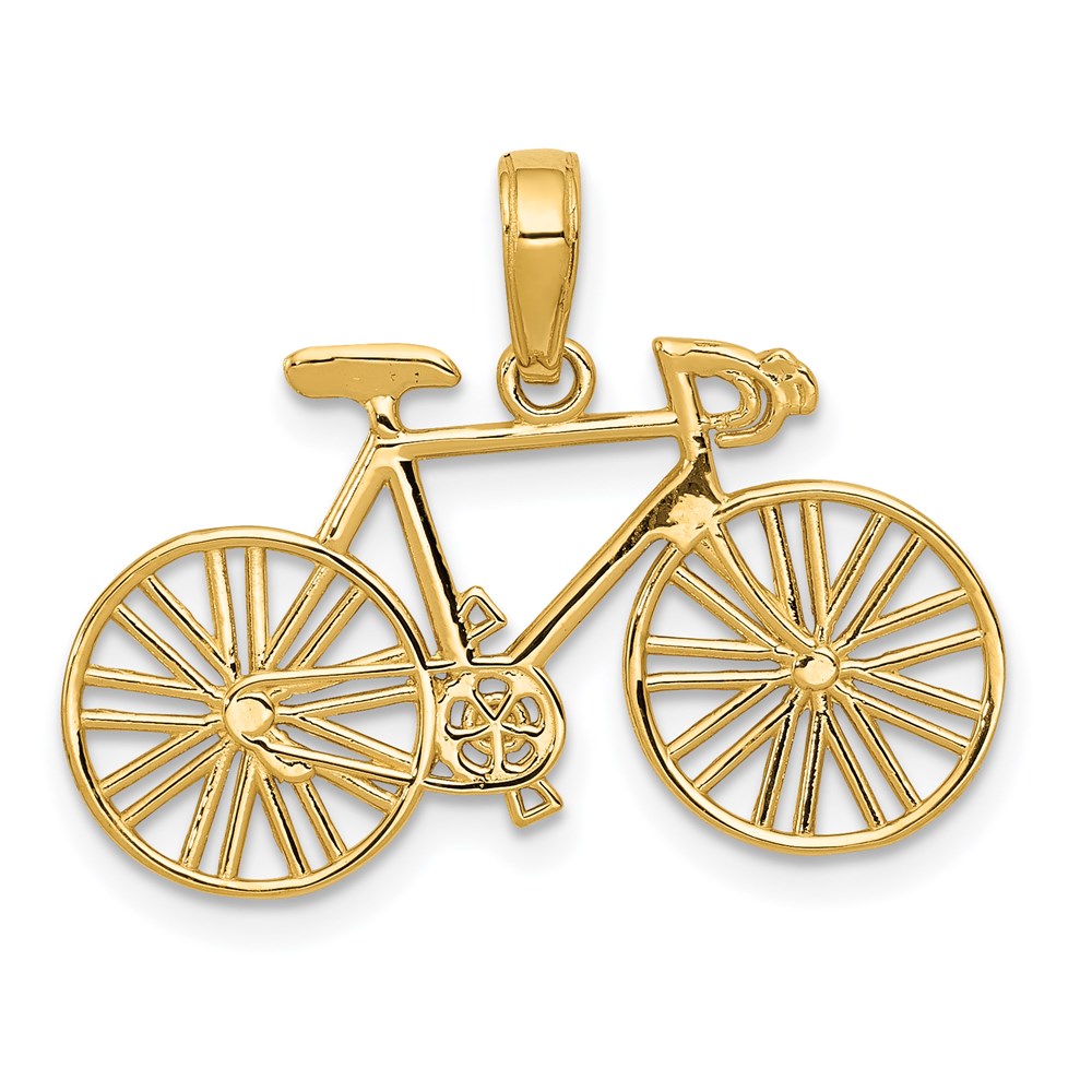 14K Gelbgold Poliert Bicycle Charm