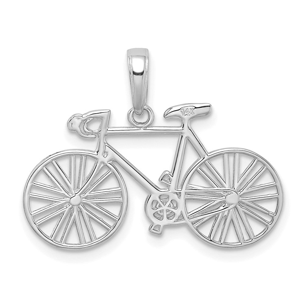 14K Weißgold Poliert Bicycle Charm