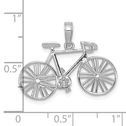 14K Weißgold Poliert Bicycle Charm