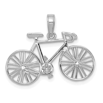 14K Weißgold Poliert Bicycle Charm
