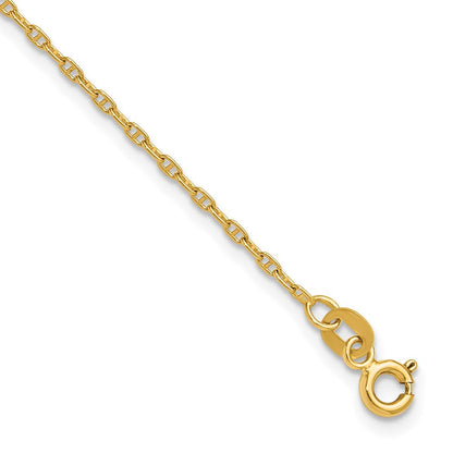 14K Gelbgold 1.5mm Mariners Glieder Kette Fußkettchen