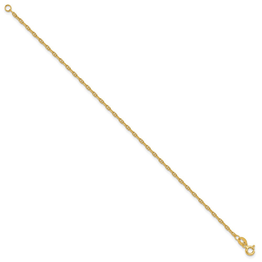 14K Gelbgold 1.8mm Mariners Glieder Kette Fußkettchen