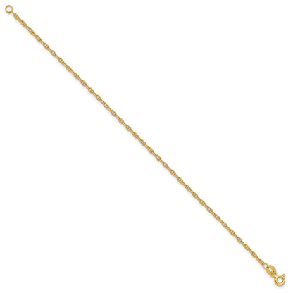 14K Gelbgold 1.8mm Mariners Glieder Kette Fußkettchen