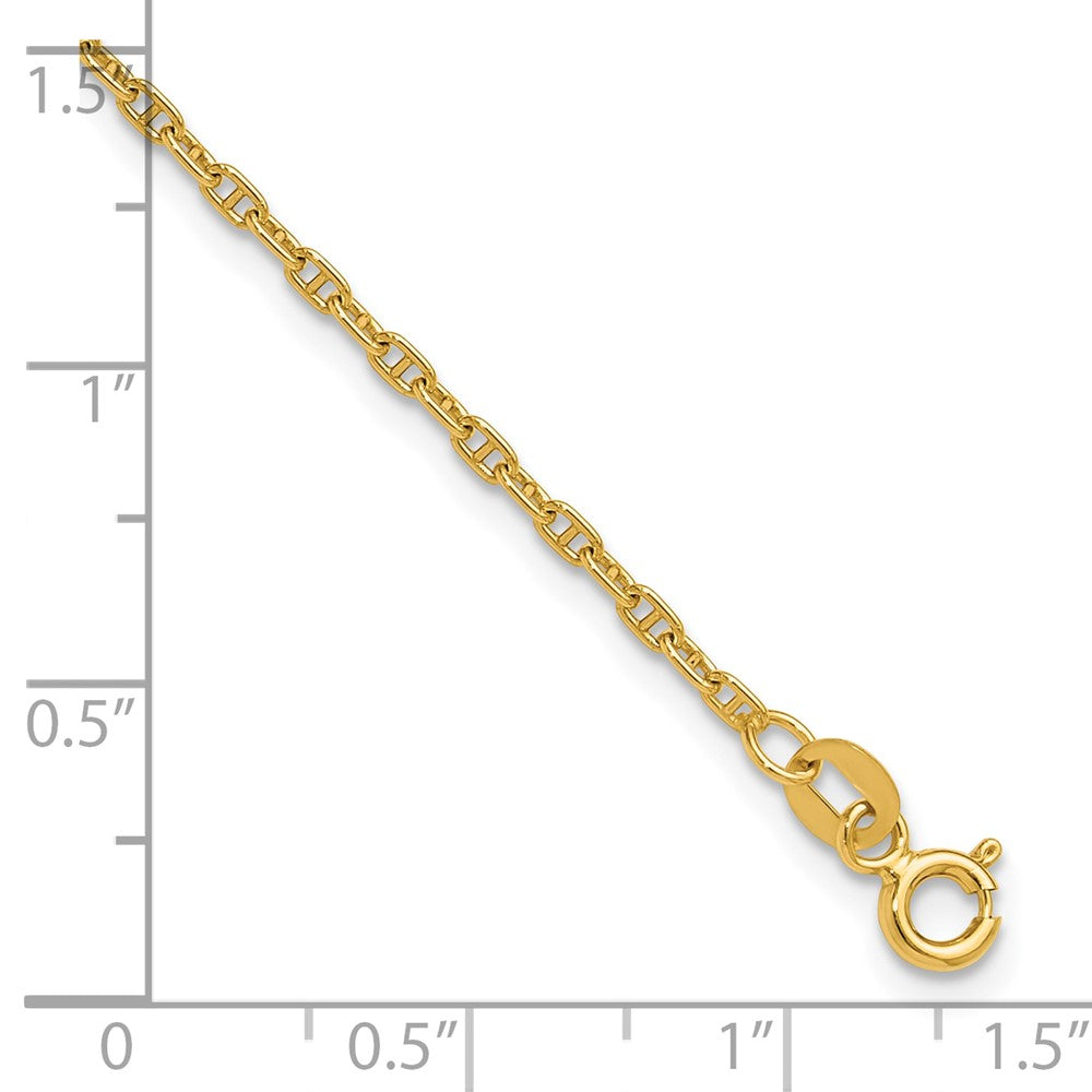 14K Gelbgold 1.8mm Mariners Glieder Kette Fußkettchen