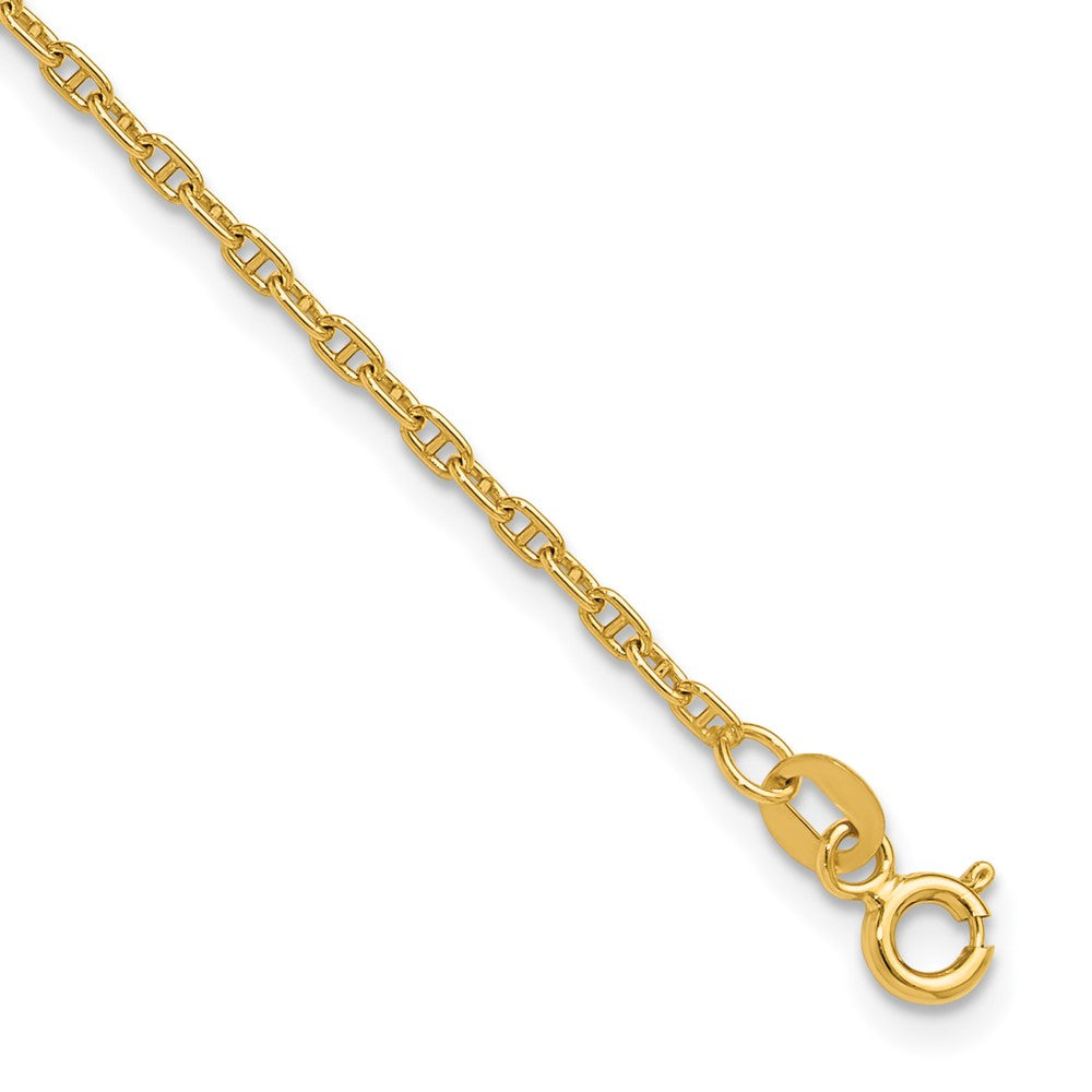 14K Gelbgold 1.8mm Mariners Glieder Kette Fußkettchen