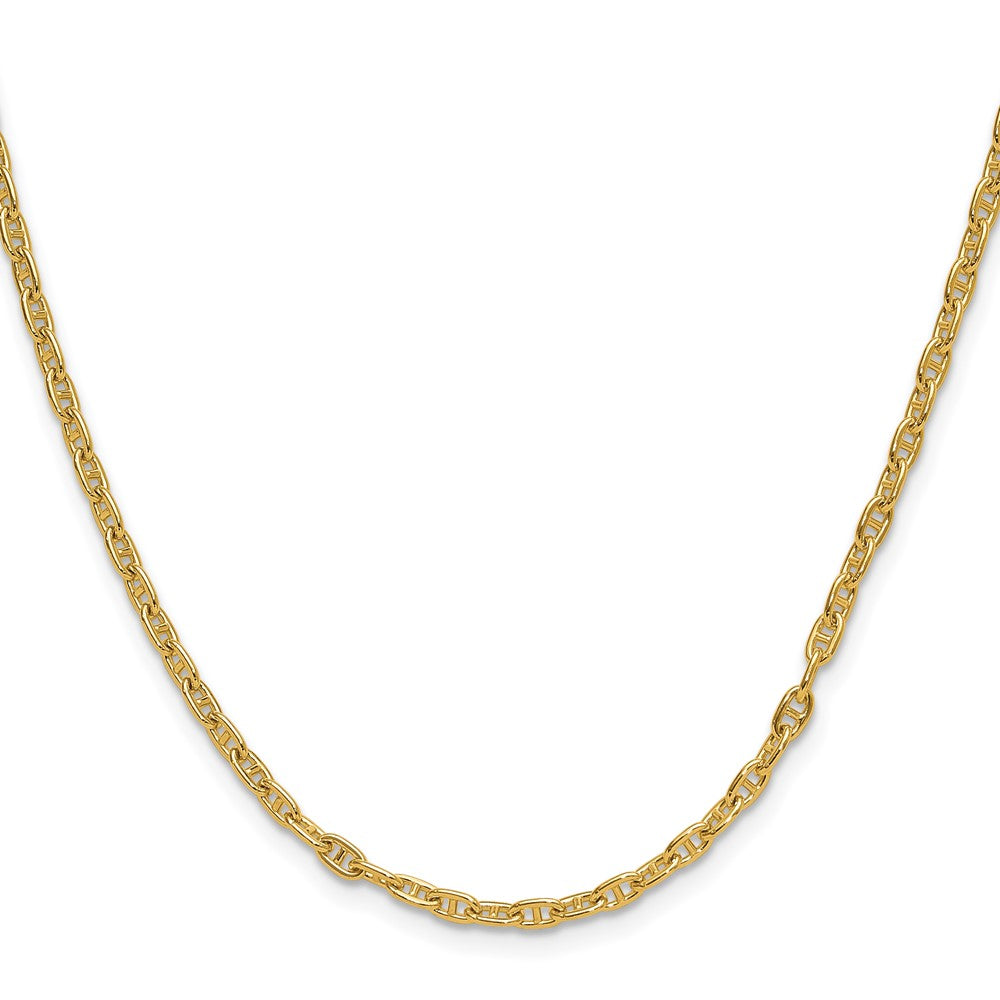 Massiv 14K Gelbgold 3.0mm Mariners Glieder Kette Nan Halskette