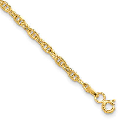 Massiv 14K Gelbgold 3.0mm Mariners Glieder Kette Nan Armband