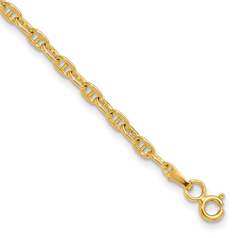 Massiv 14K Gelbgold 3.0mm Mariners Glieder Kette Nan Armband